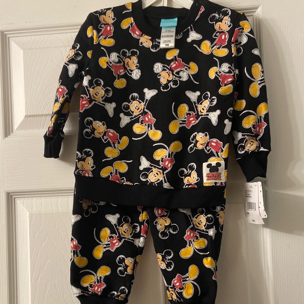 Disney Mickey Mouse Black and Red Kids Pajama Set